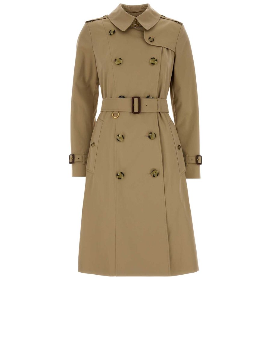 Burberry Chelsea Long Trench Coat in Beige Cotton