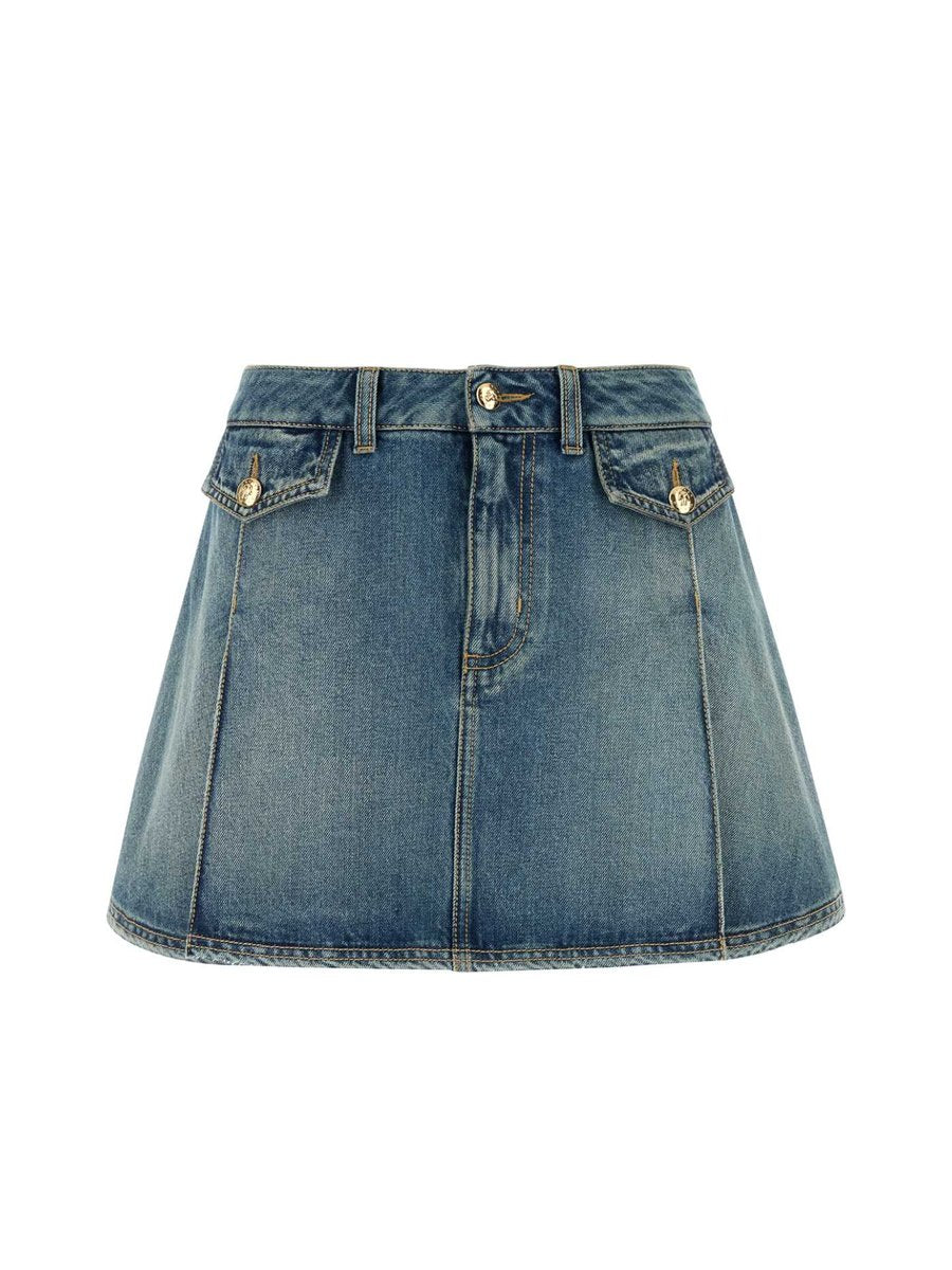 Alexander McQueen Denim Skirt in Light Blue Cotton