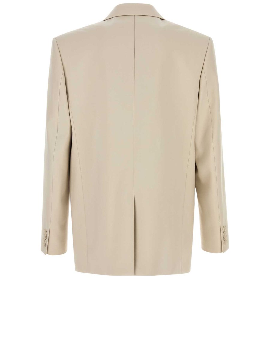 Saint Laurent Straight Fit Jacket in Beige Wool
