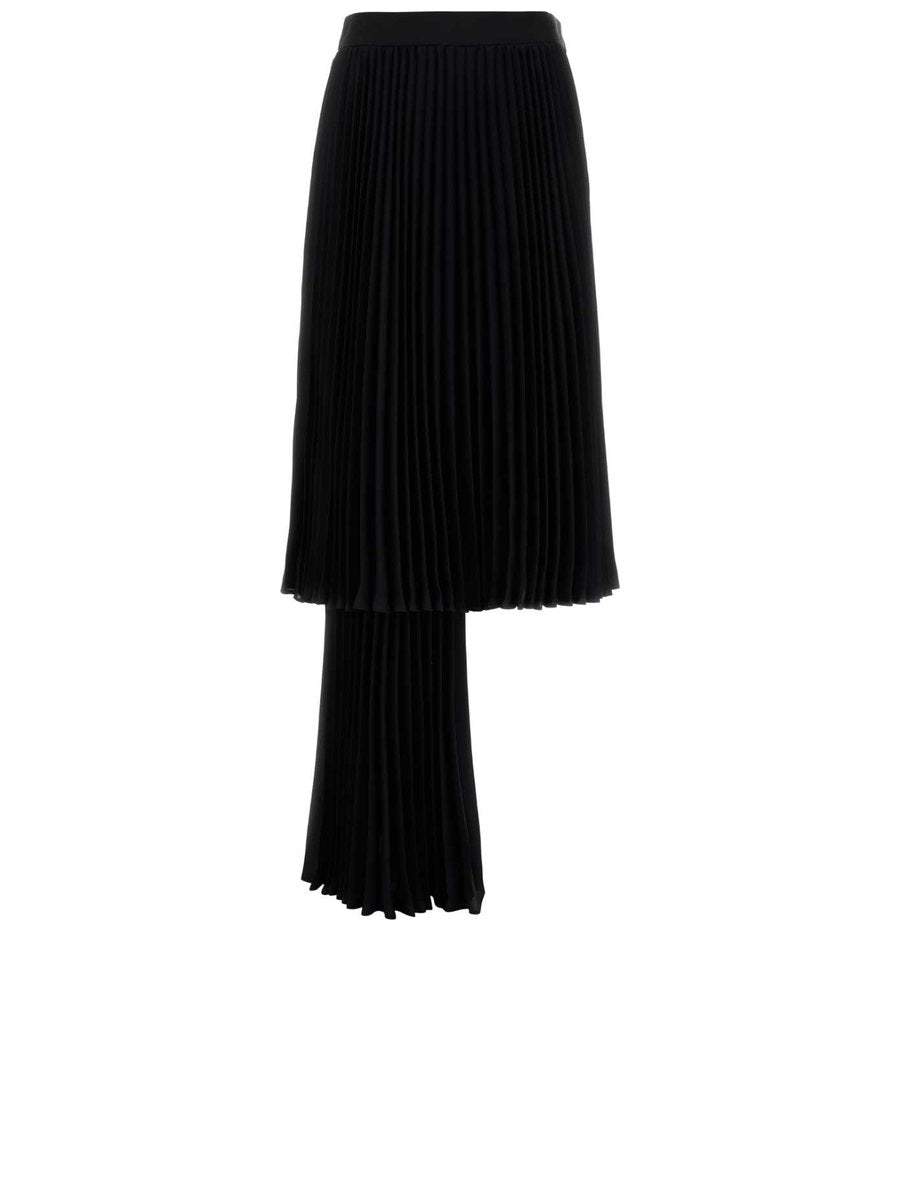 Bottega Veneta Pleated Skirt Pants in Black Polyester