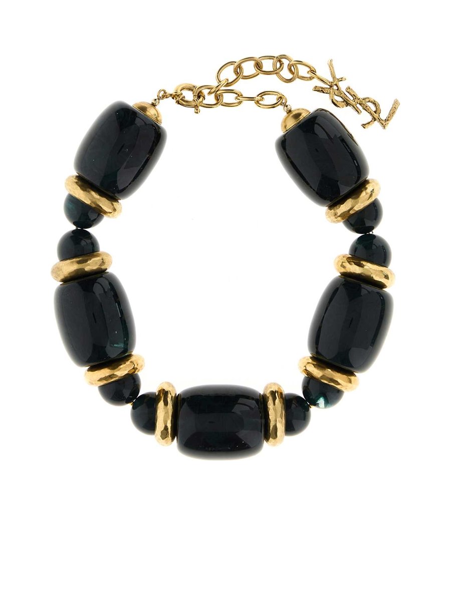 Saint Laurent Tonneau Short Necklace in Multicoloured Resin and Metal