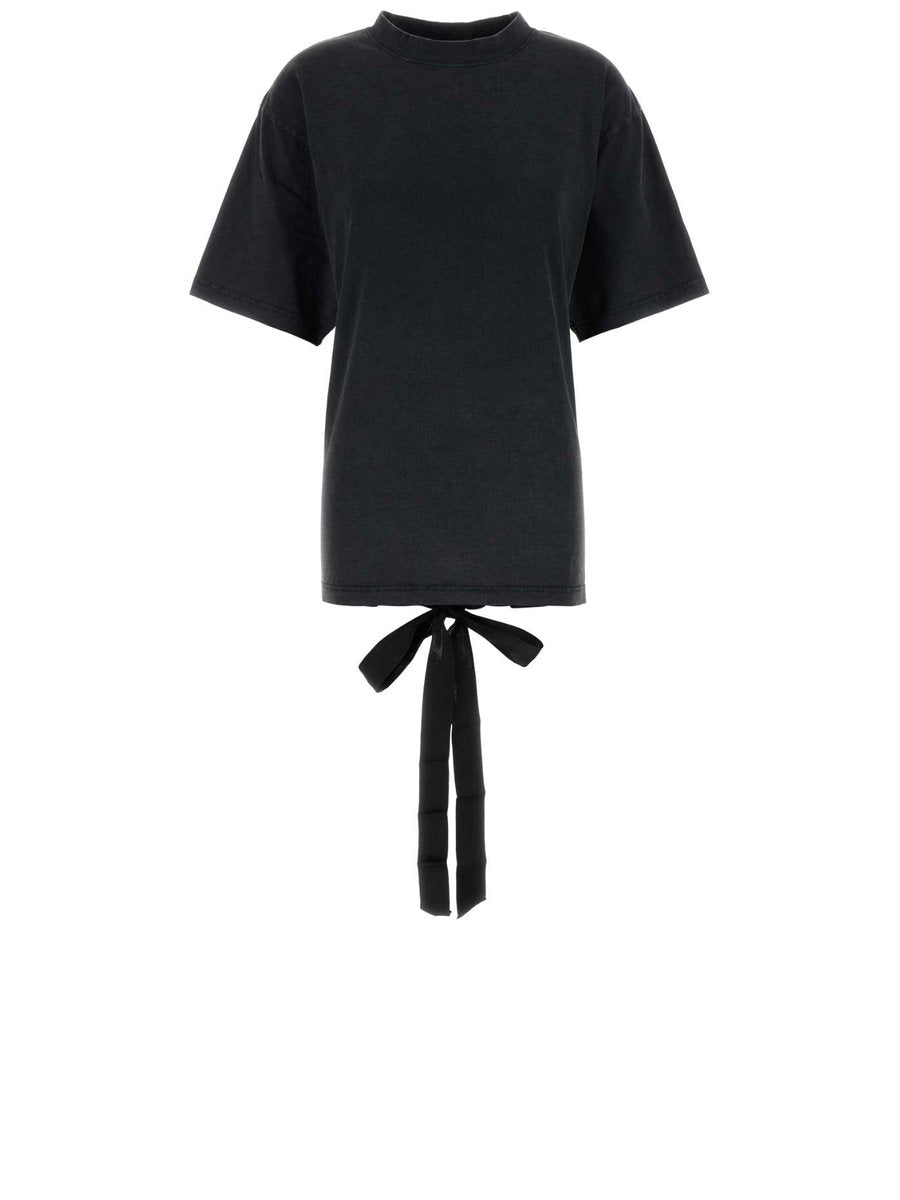 Balenciaga Lace Up T-Shirt in Grey Cotton