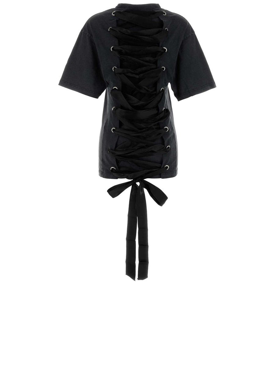 Balenciaga Lace Up T-Shirt in Grey Cotton