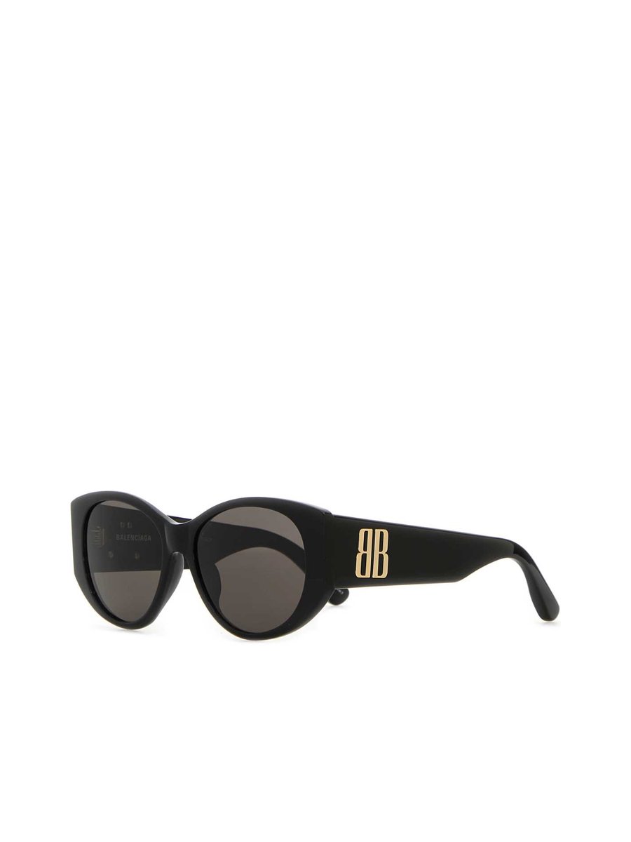Balenciaga Nano Round BB Sunglasses in Black Acetate