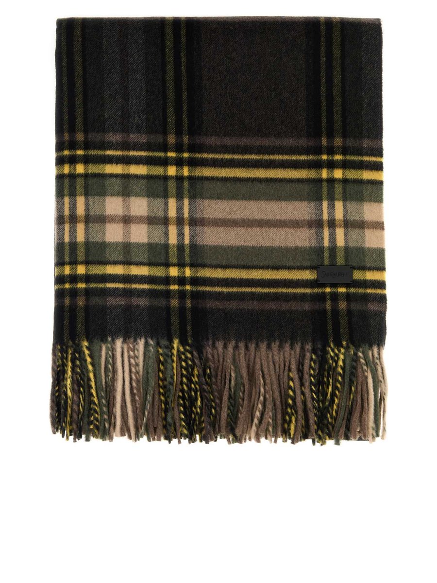 Saint Laurent Grand Étole Scarf in Checked Cashmere and Wool