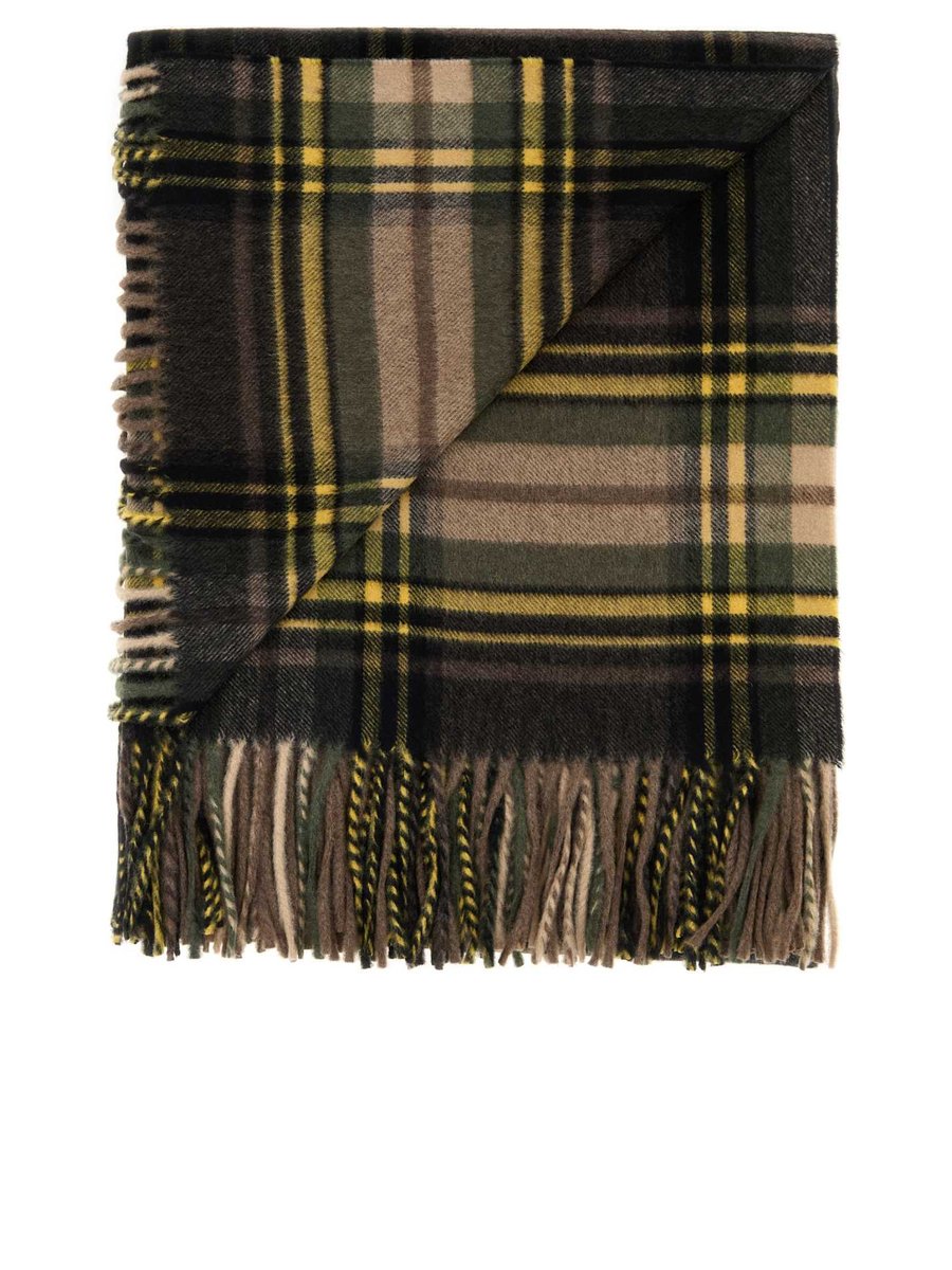 Saint Laurent Grand Étole Scarf in Checked Cashmere and Wool