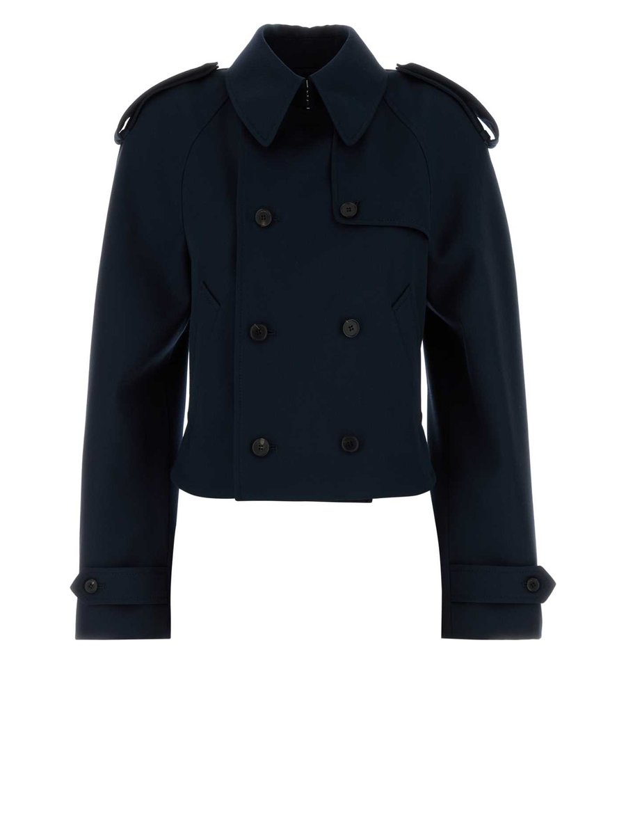 Alexander McQueen Double-Breasted Epaulet Coat in Blue
