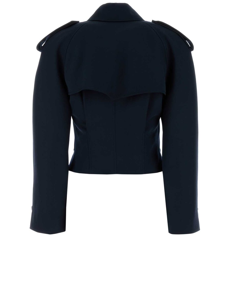 Alexander McQueen Double-Breasted Epaulet Coat in Blue
