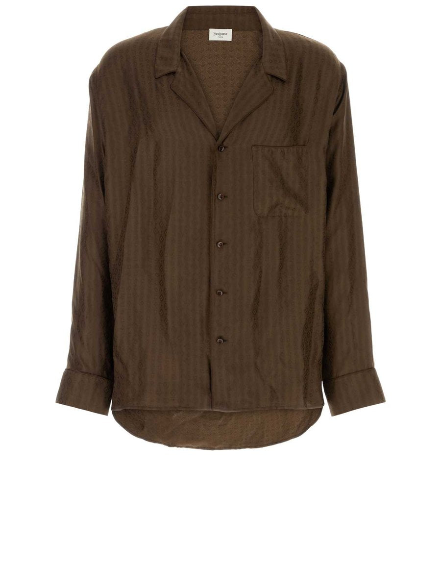 Saint Laurent Pajama Shirt in Brown Silk