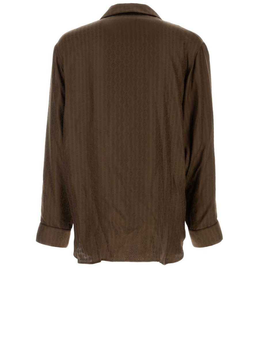 Saint Laurent Pajama Shirt in Brown Silk