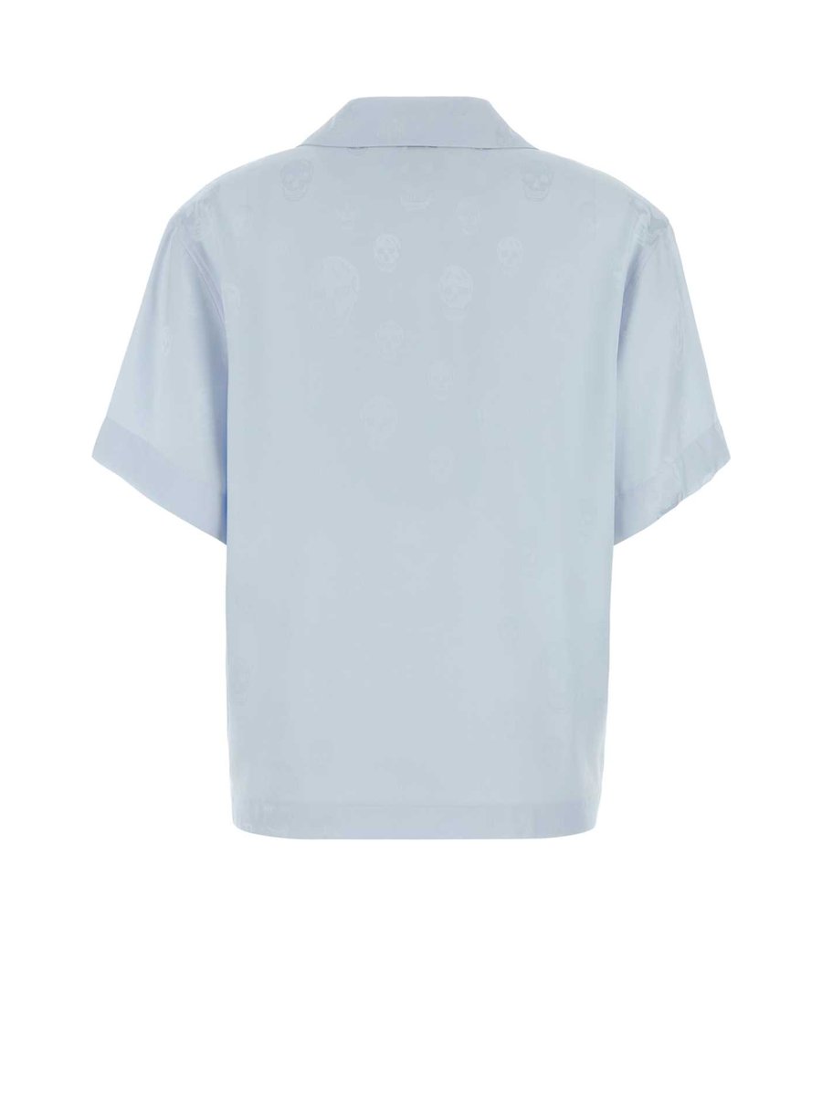 Alexander McQueen Hawaiian Shirt in Light Blue Viscose