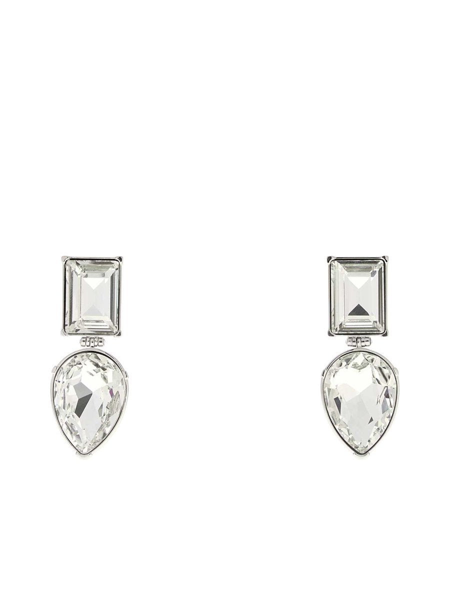 Alexander McQueen Cocktail Earrings in Silver Brass and Glass