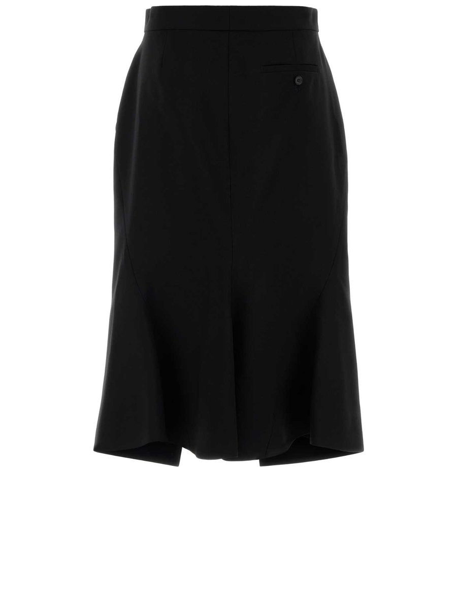 Alexander McQueen Kick Back Skirt in Black Wool
