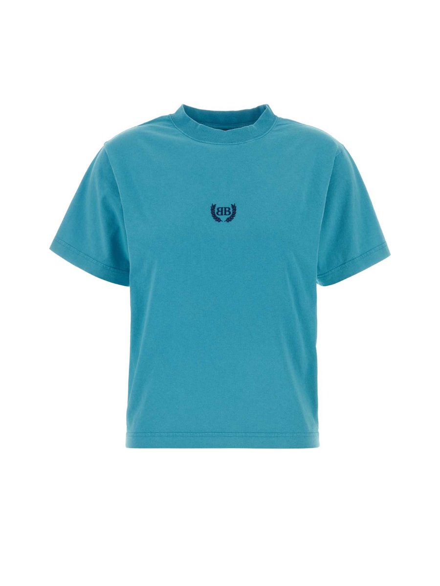 Balenciaga Medium Fit T-Shirt in Light Blue Cotton