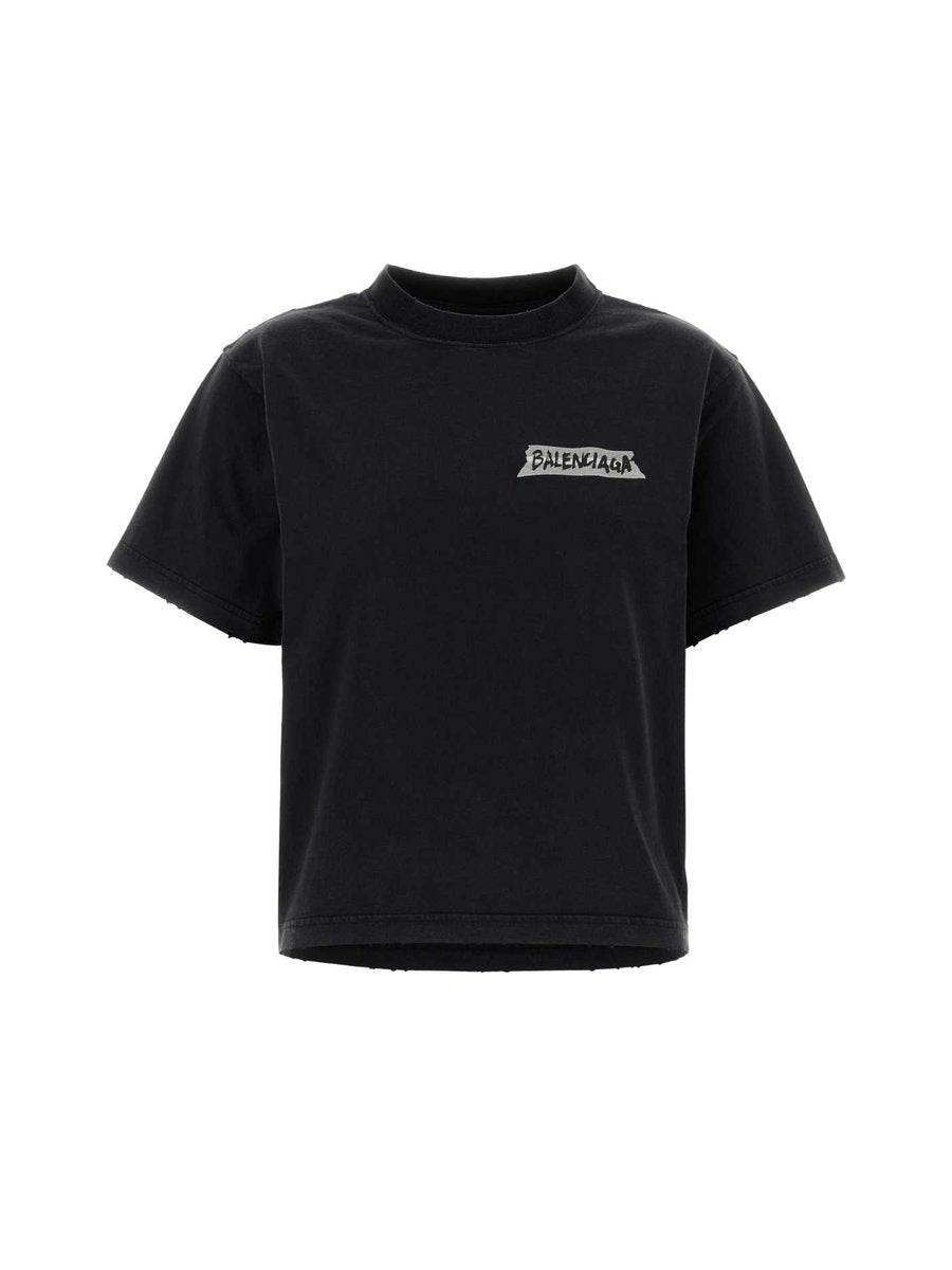 Balenciaga Medium Fit T-Shirt in Black Cotton