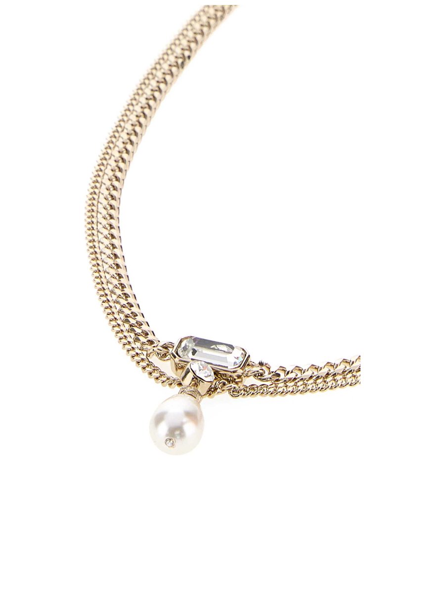 Alexander McQueen Skull Crystal Necklace in Gold Platinum-Finished Metal