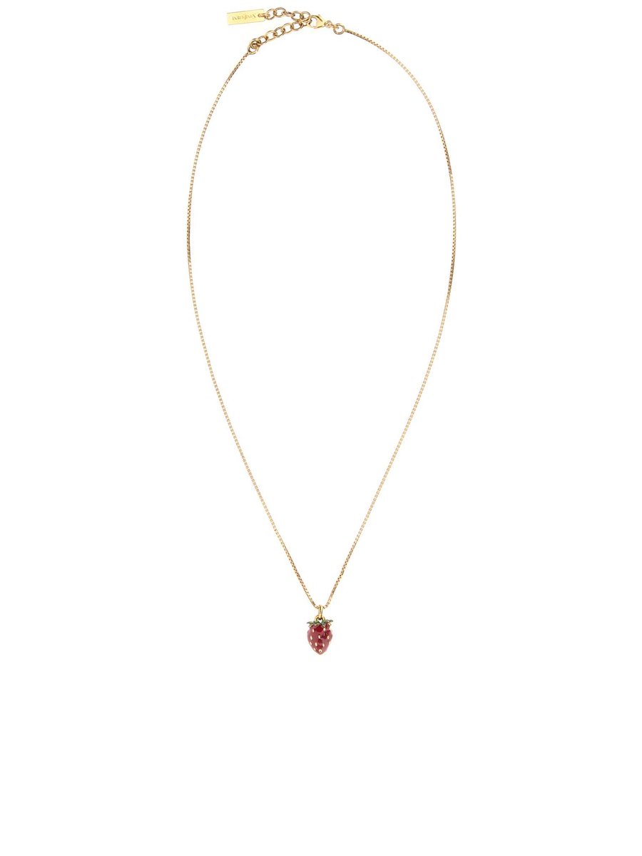 Saint Laurent Strawberry Gold Chain Necklace