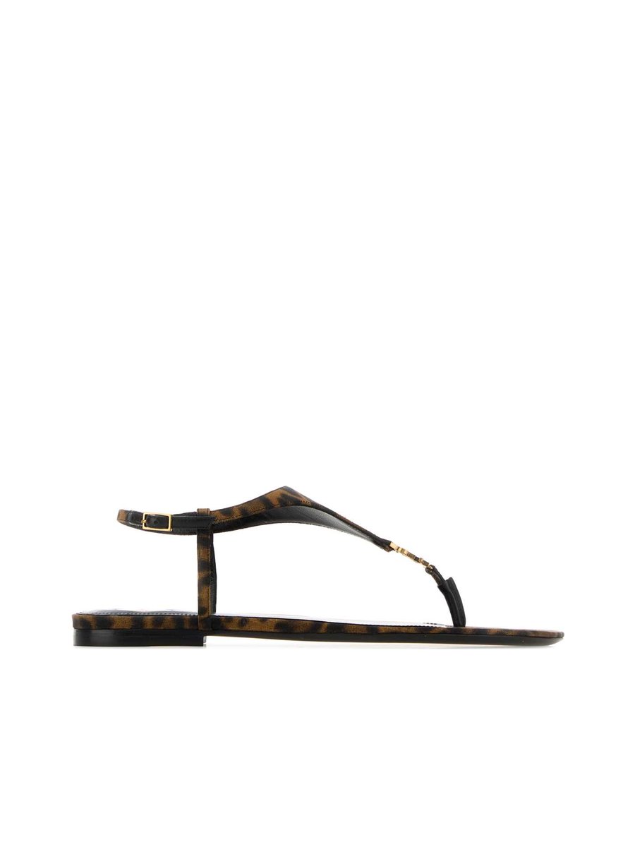 Saint Laurent Cassandra Sandals in Animal Print Fabric
