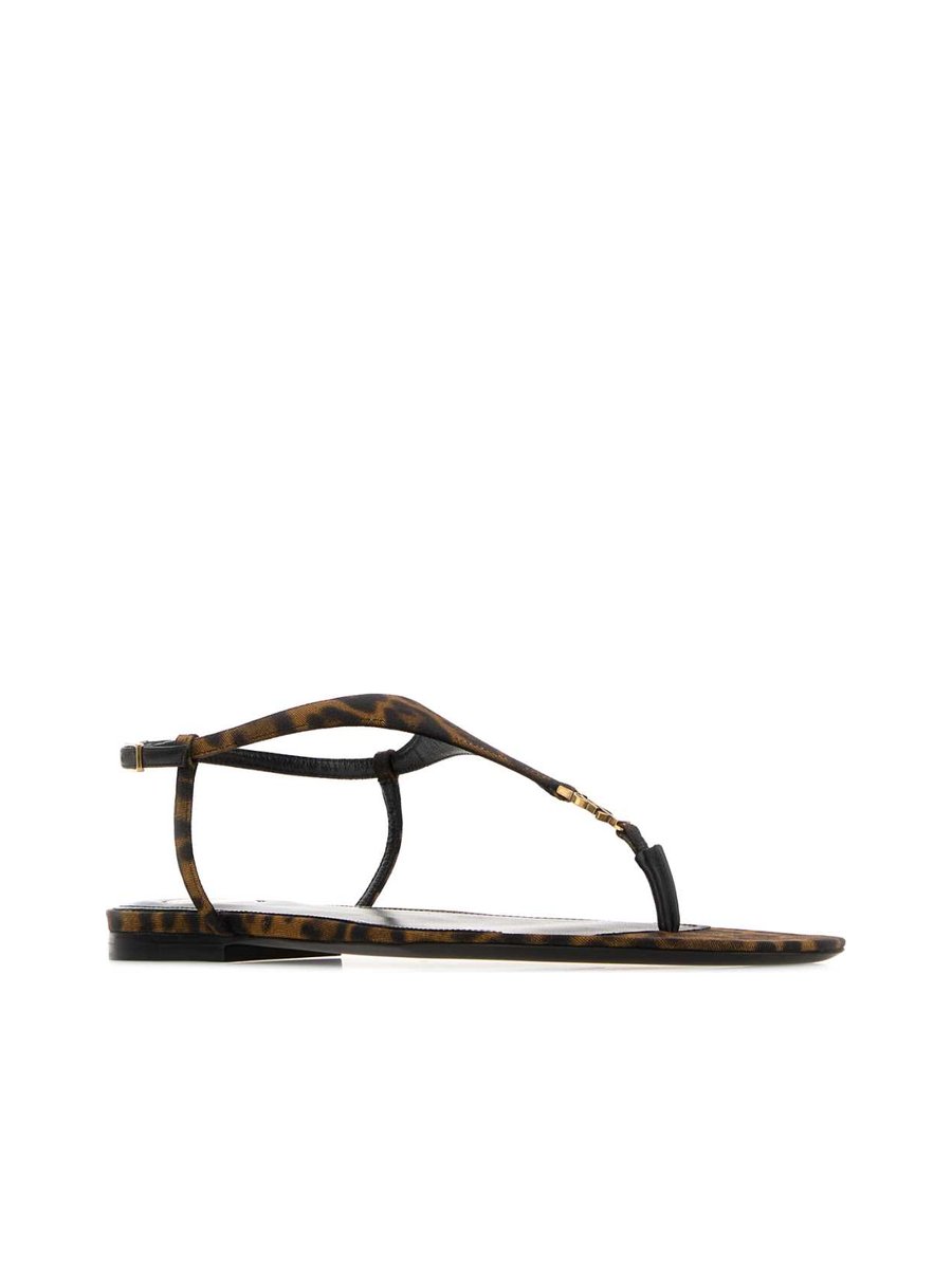 Saint Laurent Cassandra Sandals in Animal Print Fabric