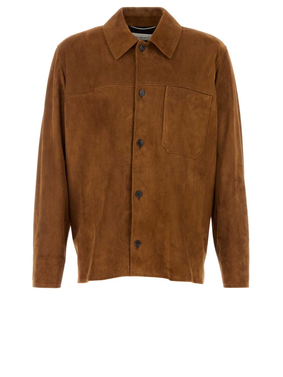 Saint Laurent Shirt Jacket in Camel Lambskin