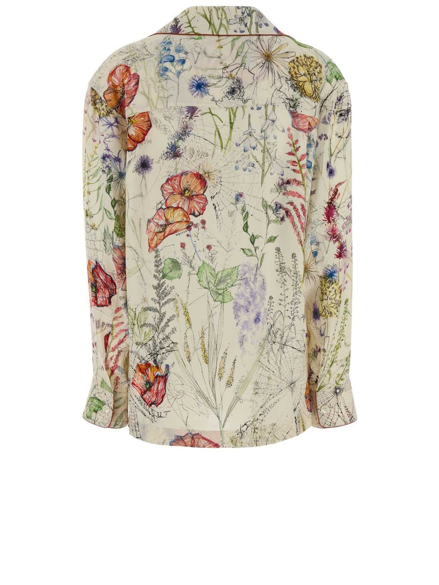 Alexander McQueen Puff Sleeve Lace Shirt in Floral Viscose