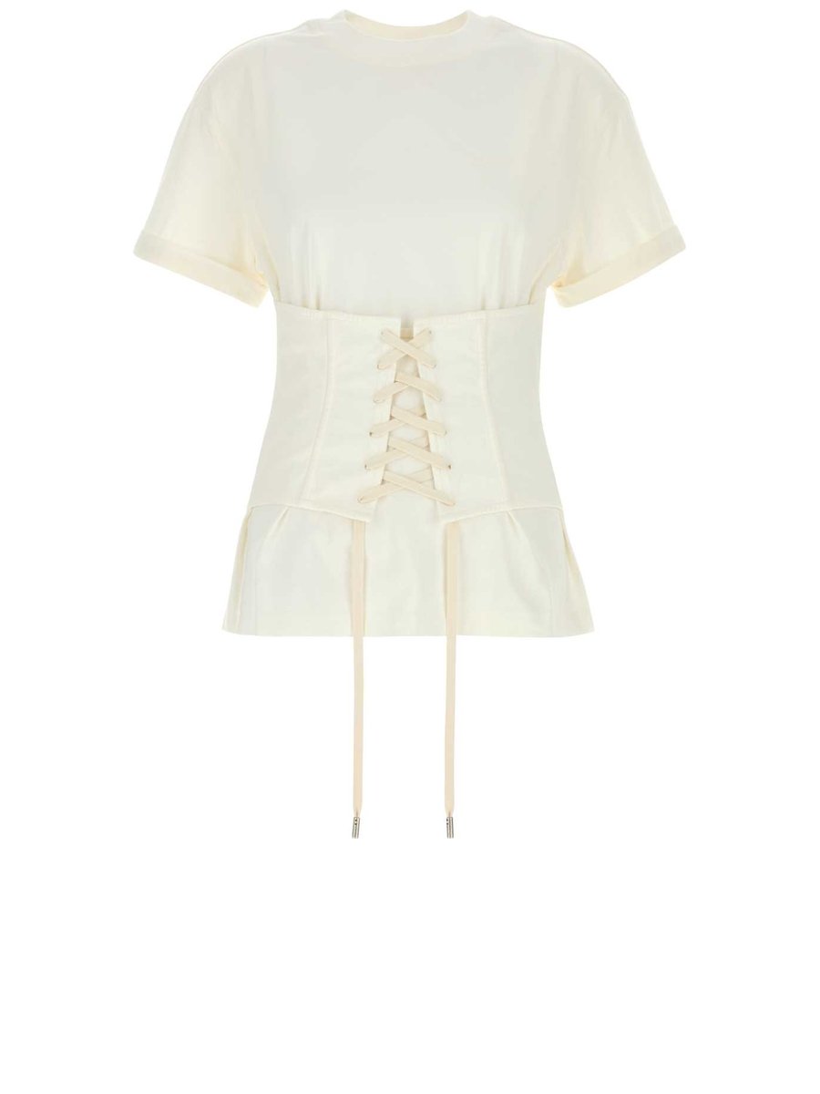 Alexander McQueen Jersey Top in White Cotton