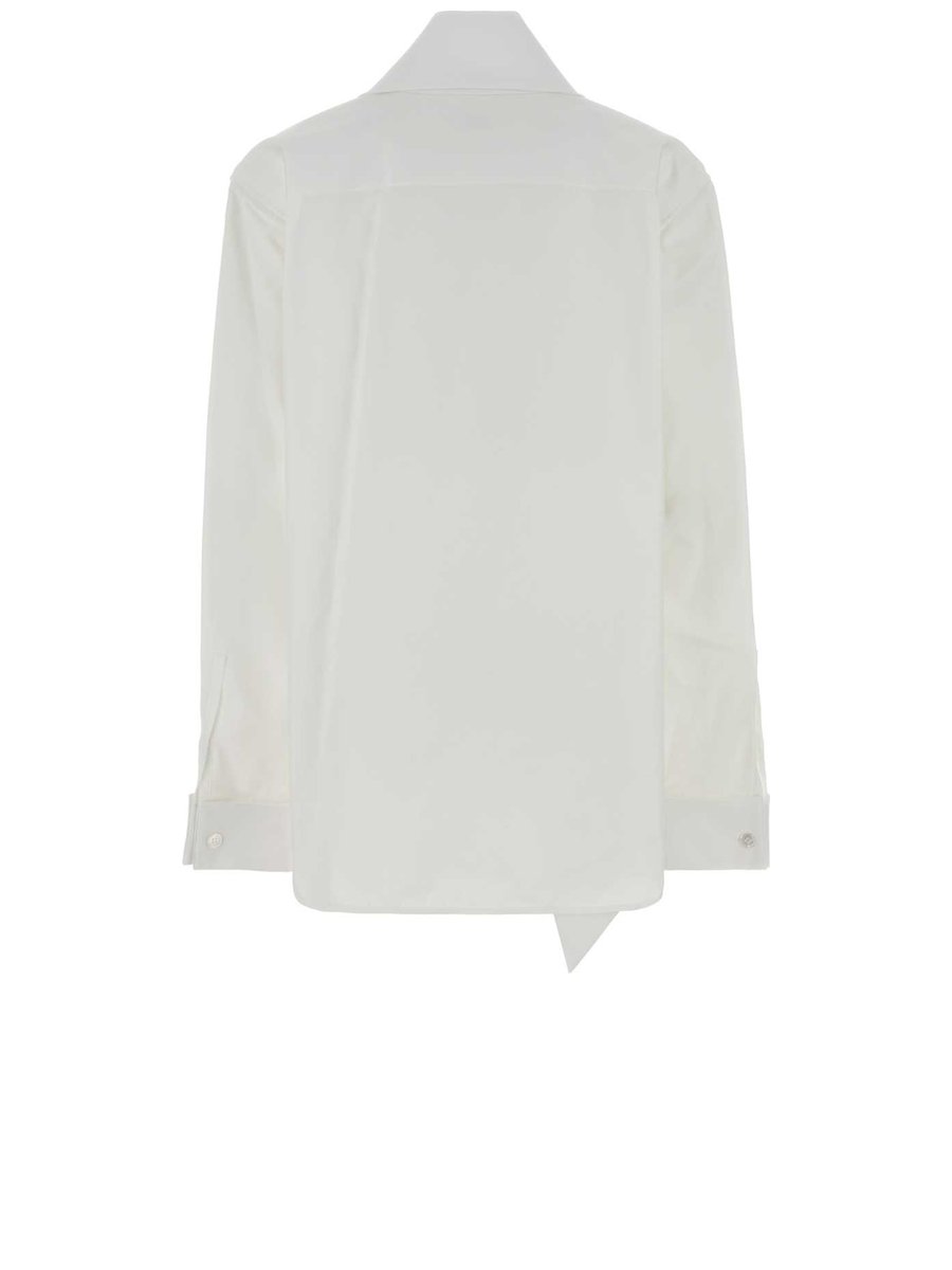 Saint Laurent Shirt with Lavallière in Beige Polyester Blend
