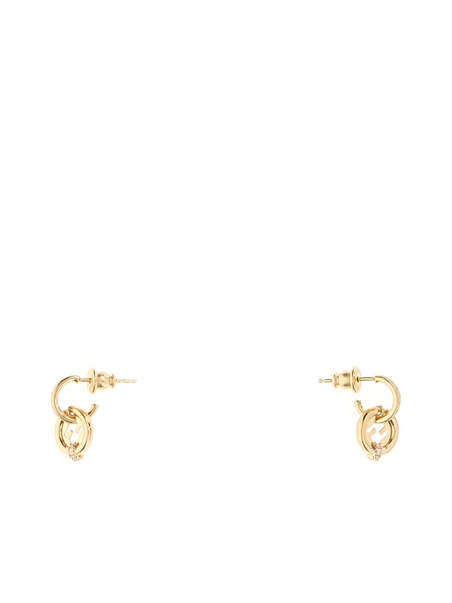 Fendi Ever Round Hoop Earrings in Blue Crystal Metal