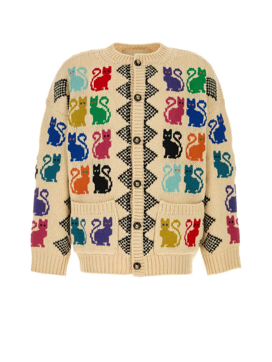 Valentino Loose Fit Cardigan in Yellow Virgin Wool