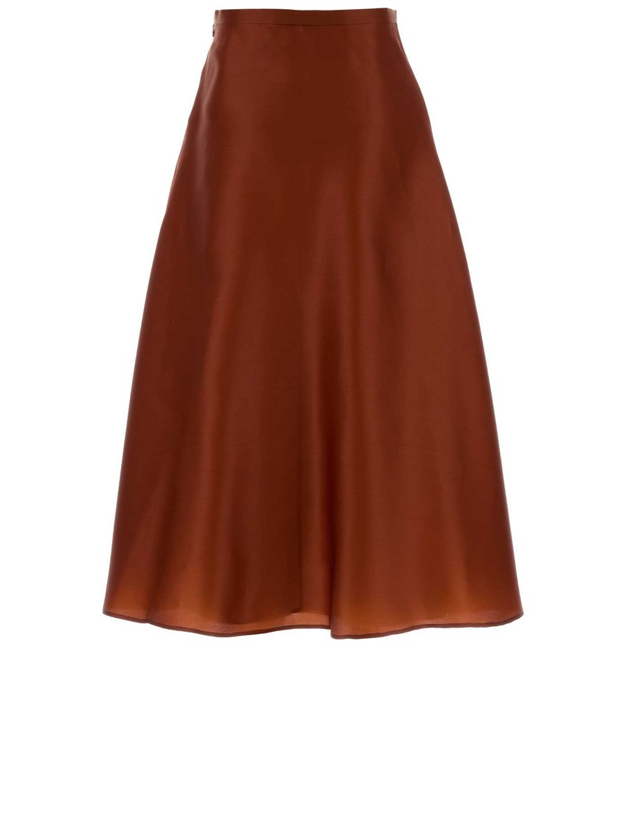 Alberta Ferretti Skirt in Orange Silk