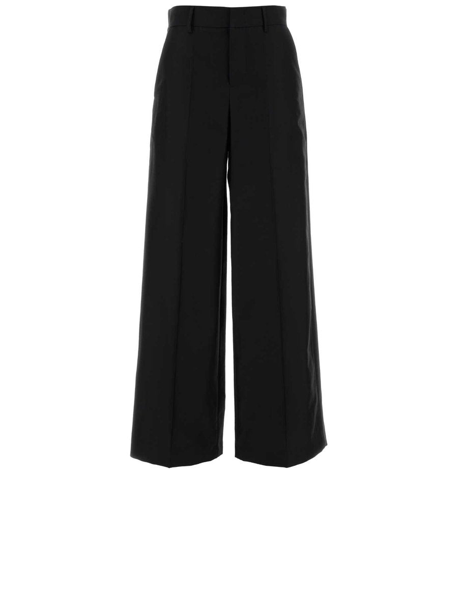 Alberta Ferretti Pants in Black Virgin Wool and Silk