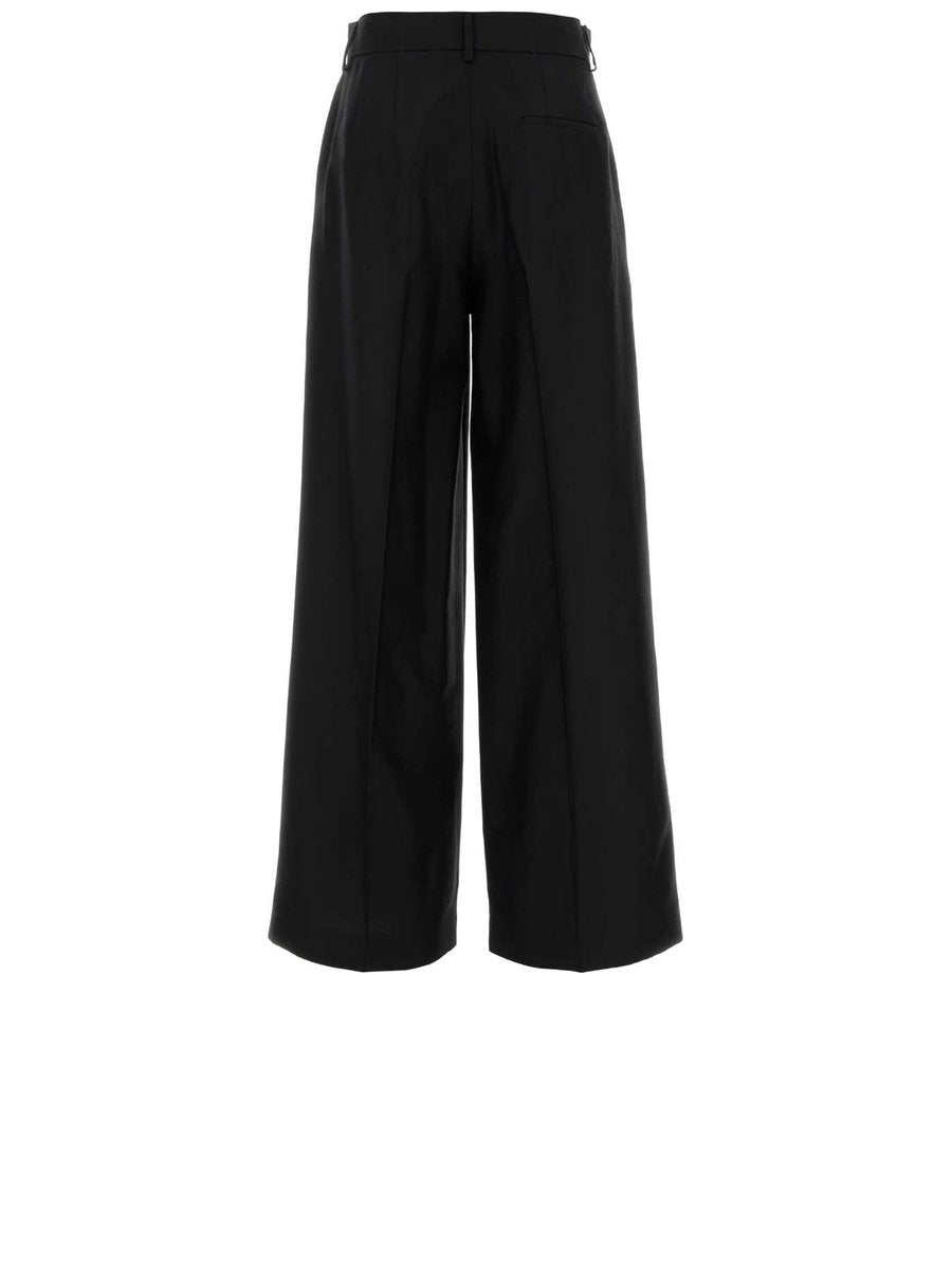 Alberta Ferretti Pants in Black Virgin Wool and Silk