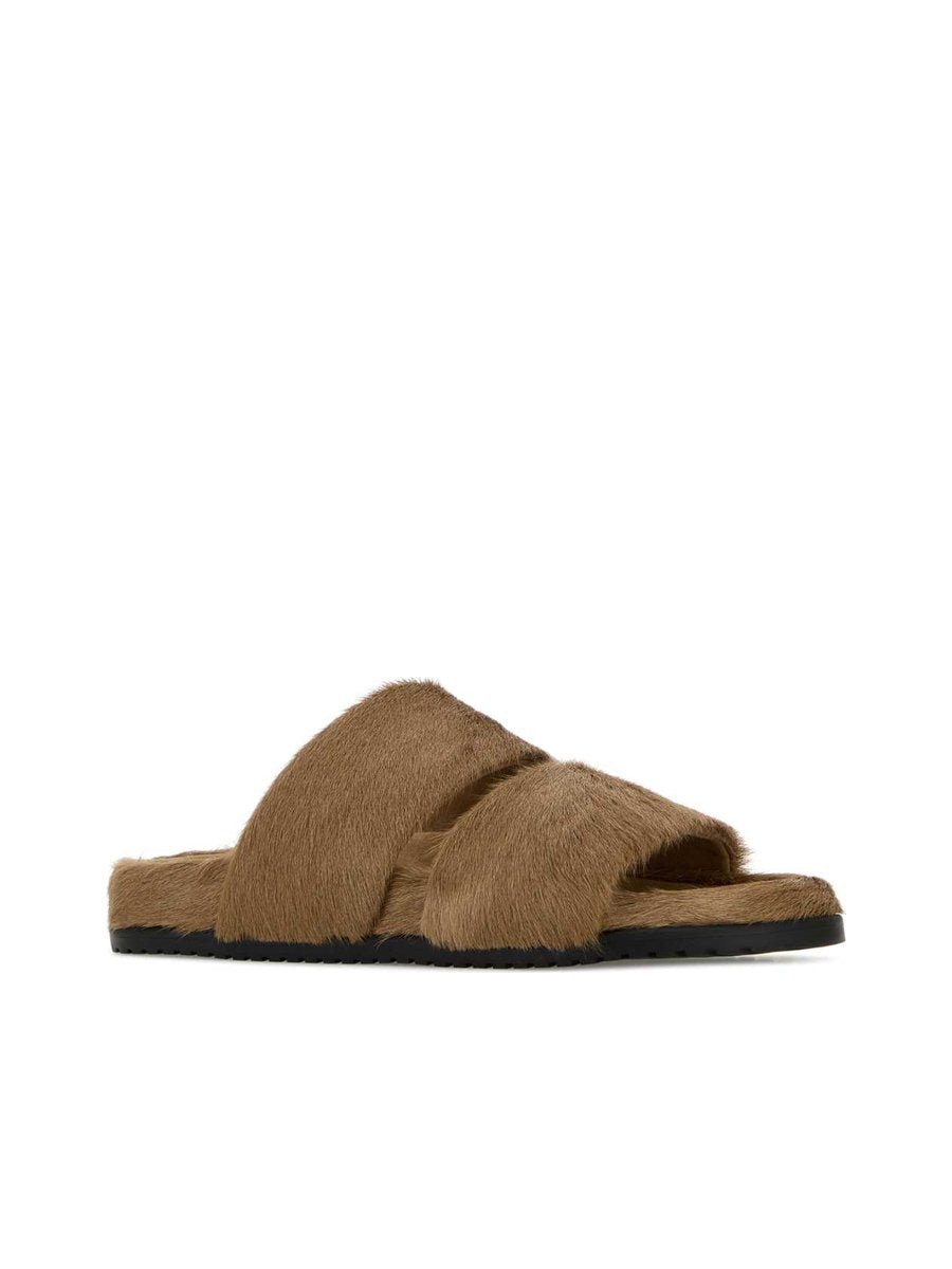 Dolce & Gabbana Slides in Camel Calf Hair