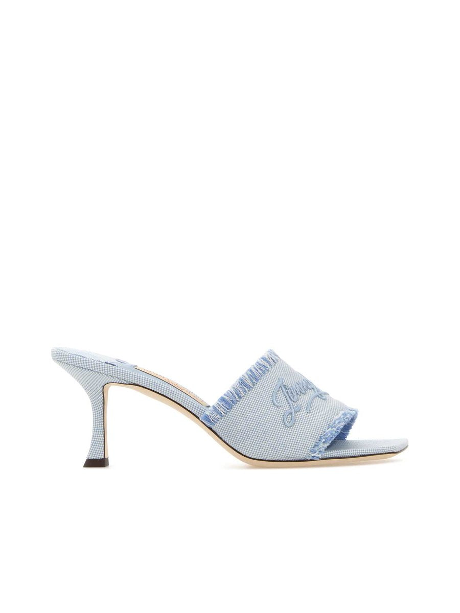 Jimmy Choo Alexia 70 Sandals in Light Blue Fabric