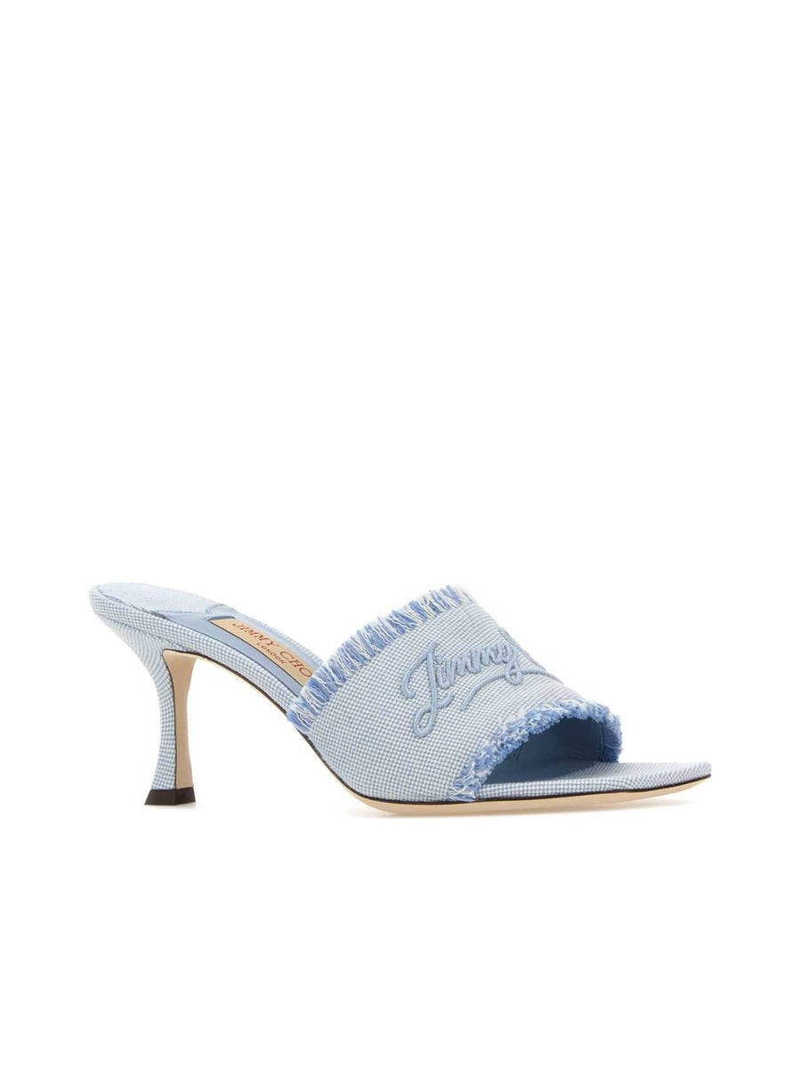 Jimmy Choo Alexia 70 Sandals in Light Blue Fabric