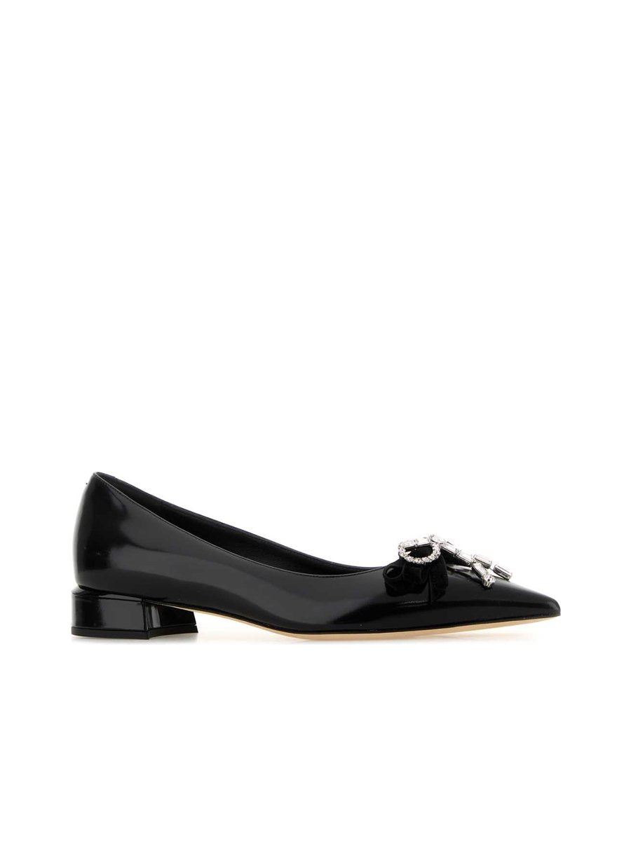Jimmy Choo Auria Ballet Flats in Black Crystal Suede