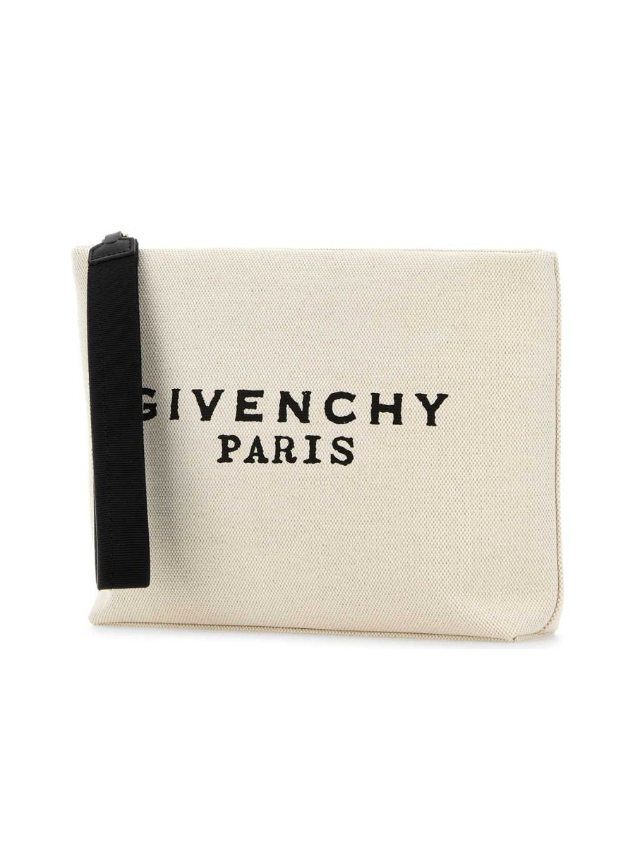 Givenchy Logo Pouch in White Cotton Linen