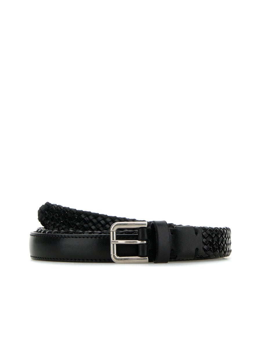 Dolce & Gabbana Woven Belt in Black Leather