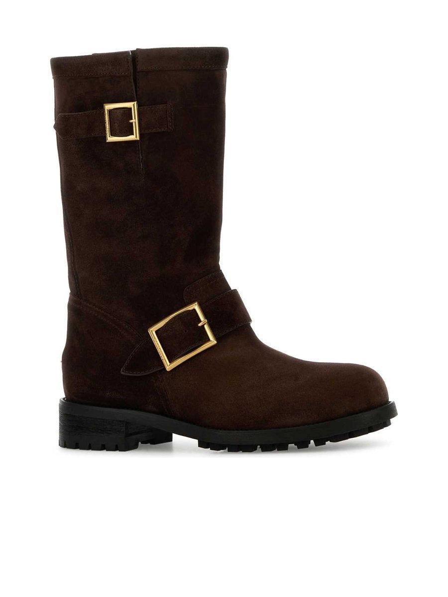 Jimmy Choo Biker Mid Boots in Brown Suede