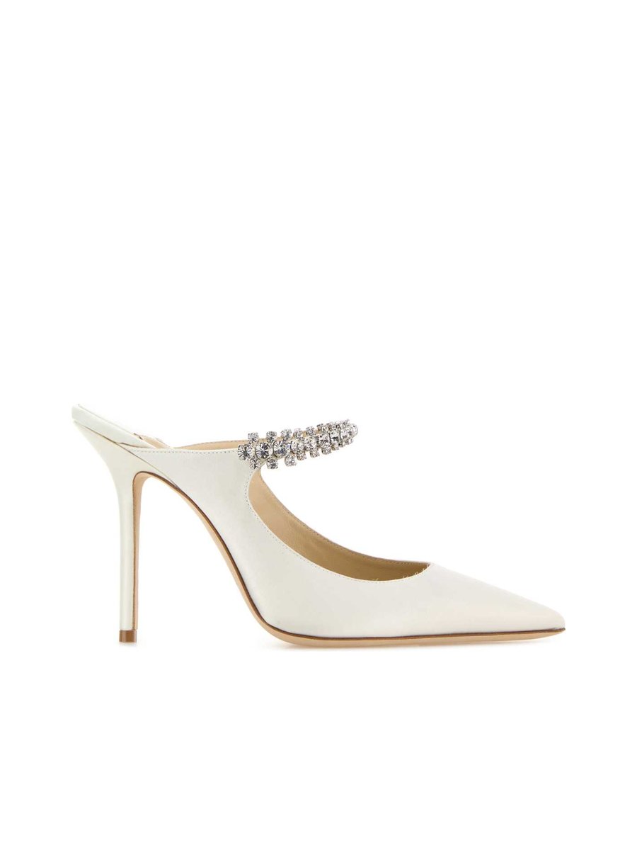 Jimmy Choo Bing 100 Mules in White Satin