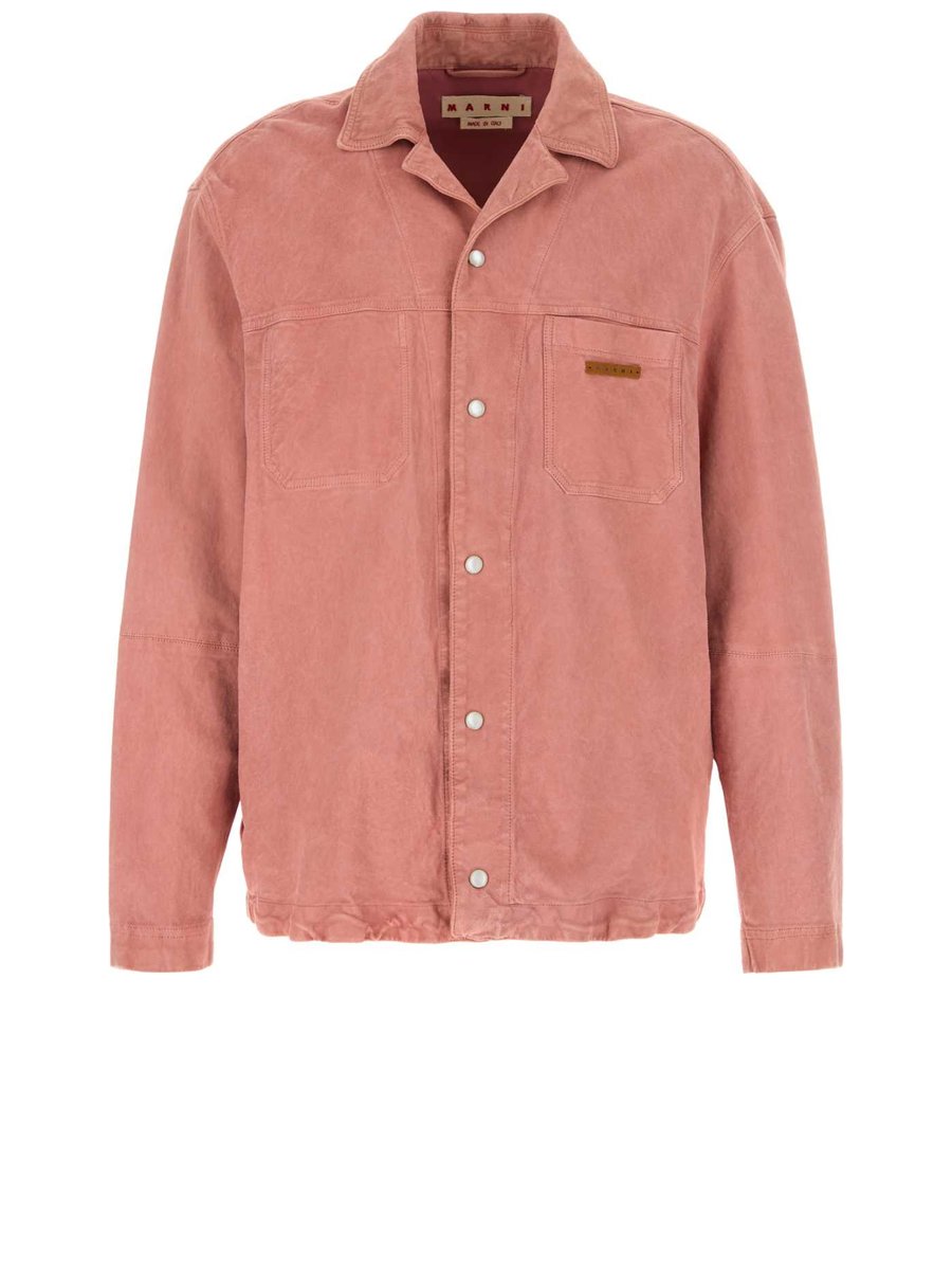 Marni Leather Shirt in Pink Leather