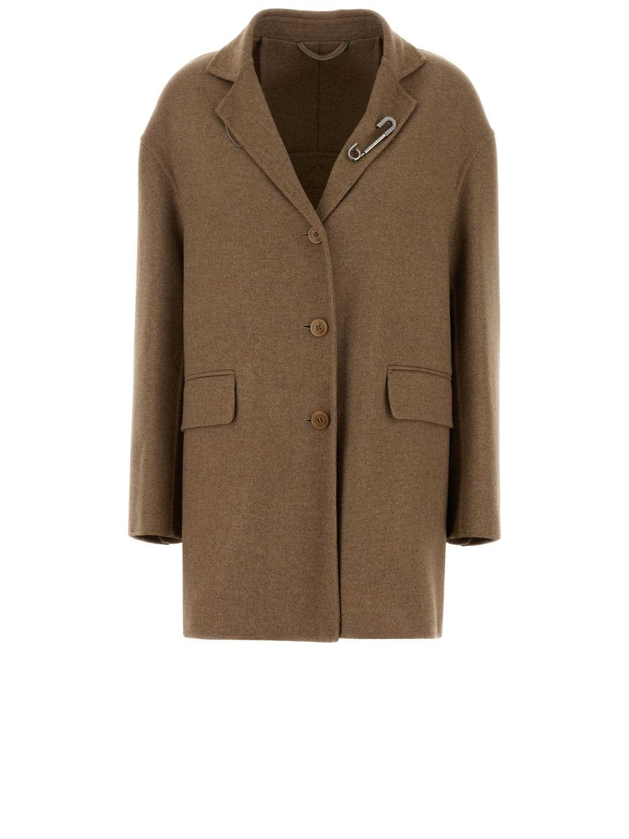 Ermanno Scervino Single-Breasted Coat in Camel Wool