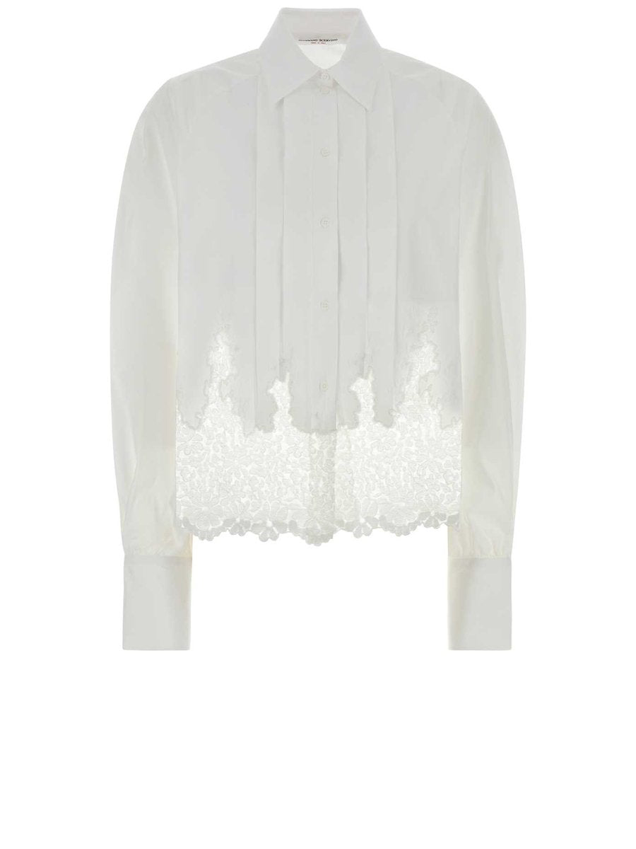 Ermanno Scervino Embroidered Shirt in White Cotton