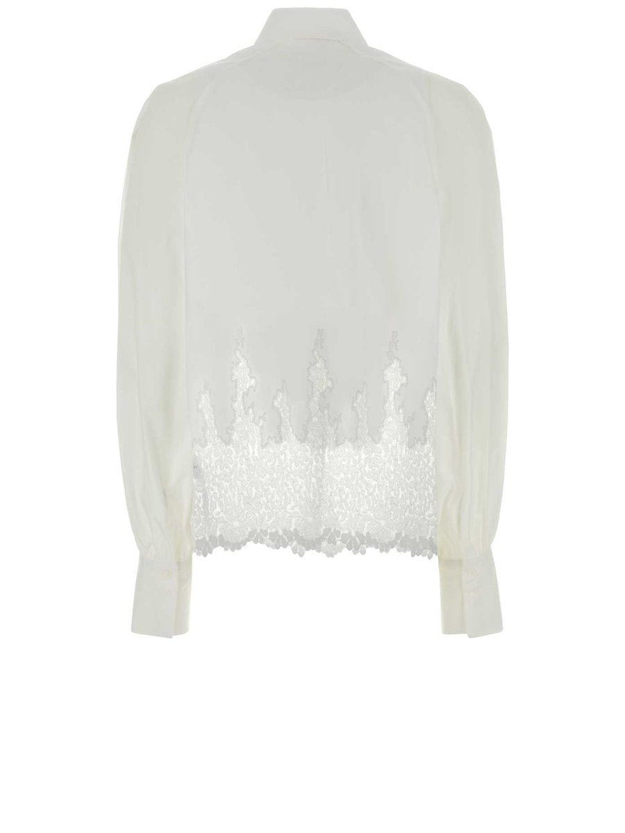 Ermanno Scervino Embroidered Shirt in White Cotton
