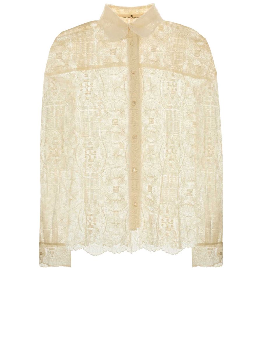 Ermanno Scervino Lace Shirt in White Polyester