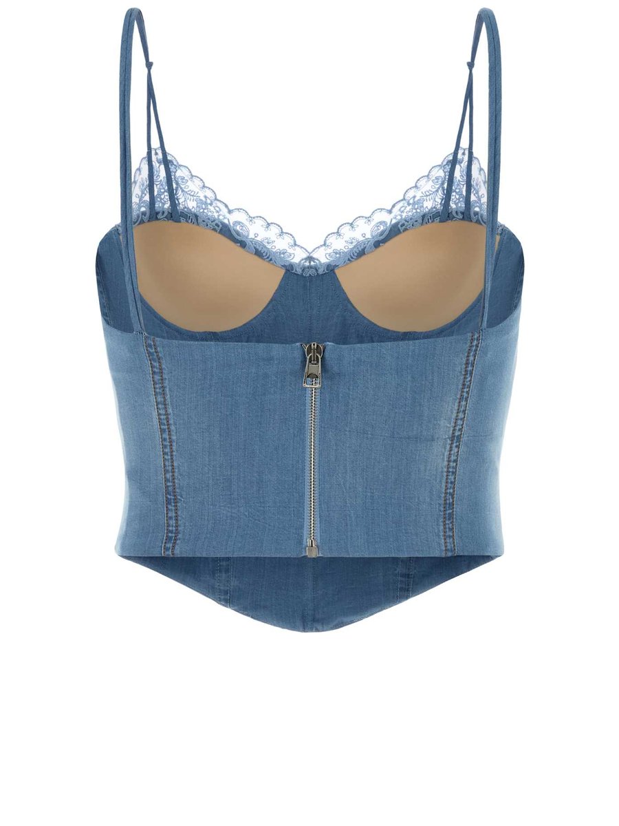 Ermanno Scervino Denim Top in Light Blue Cotton