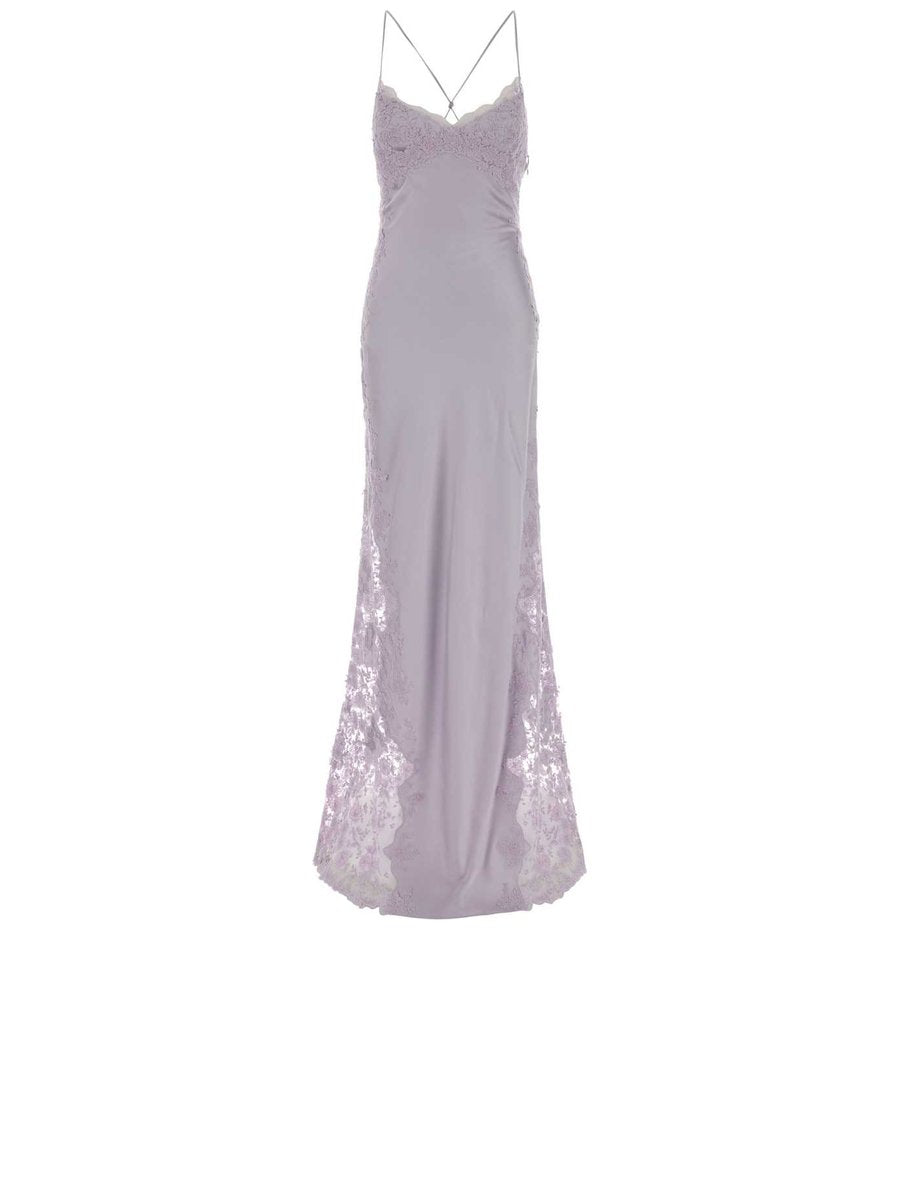 Ermanno Scervino Long Dress in Purple Viscose