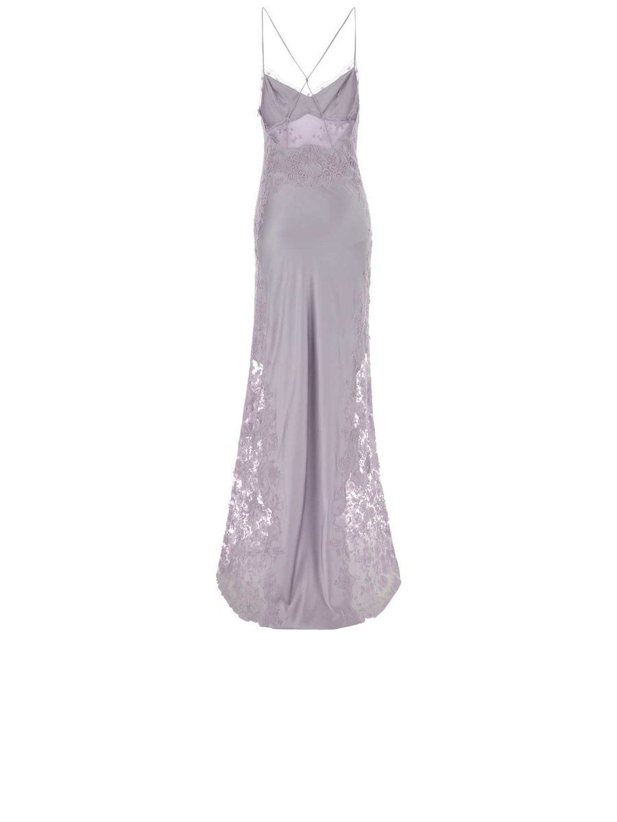 Ermanno Scervino Long Dress in Purple Viscose