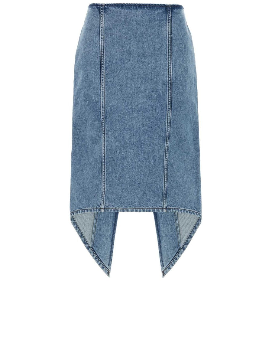 JW Anderson Layered Midi Skirt in Light Blue Cotton