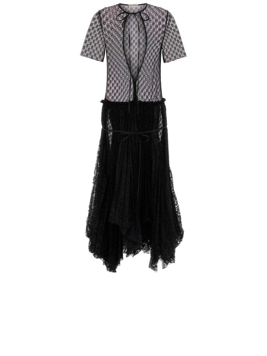 JW Anderson Mixed Lace Dress in Black Polyester